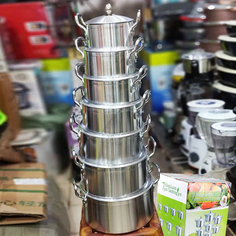 Cross-border supply South America and Africa hot-selling 7-piece kitchen pot set Aluminum Pot Set