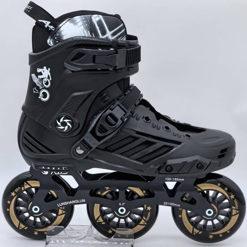 Adult roller skating block speed skating large three wheel racing roller skates