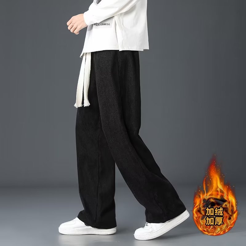 Versatile corduroy pants for men in spring and autumn casual loose sports floor-length pants American fashion brand straight pants for men