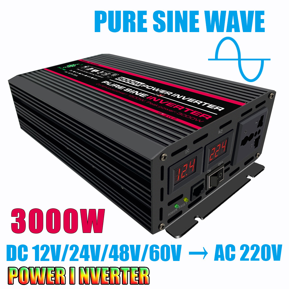 12V24V48V60V to 220V110V1500W peak 3000W pure sine wave inverter with LED display